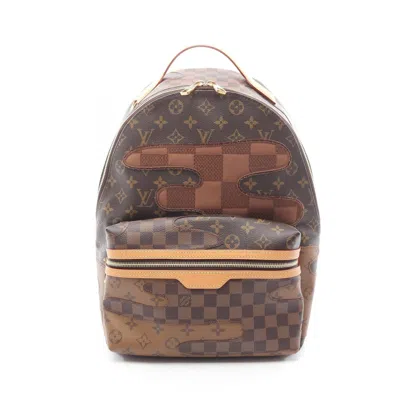 Pre-owned Louis Vuitton Brown Coated Canvas Leather Backpack ()