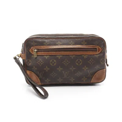 Pre-owned Louis Vuitton Brown Coated Canvas Leather Clutch Bag ()