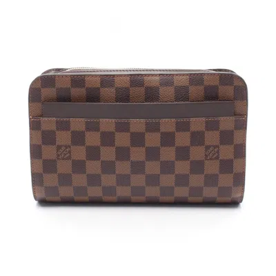 Pre-owned Louis Vuitton Brown Coated Canvas Leather Clutch Bag ()