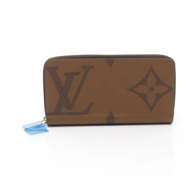 Pre-owned Louis Vuitton Brown Coated Canvas Leather Long Wallet (bi-fold) ()
