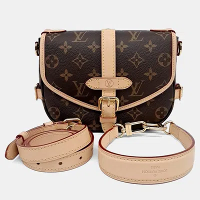 Pre-owned Louis Vuitton Brown Coated Canvas Leather Monogram Saumur Bb Bag