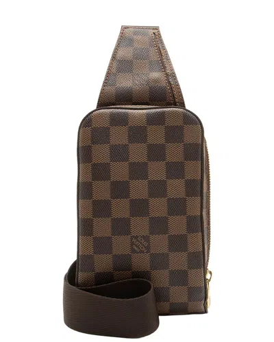 Pre-owned Louis Vuitton Brown Coated Canvas, Leather, Nylon Geronimos Sling Bag  (authentic Pre-loved)