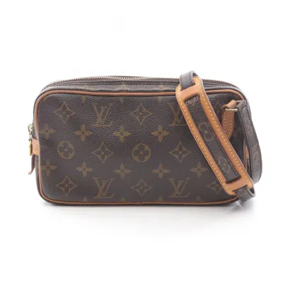 Pre-owned Louis Vuitton Brown Coated Canvas Leather Shoulder Bag ()