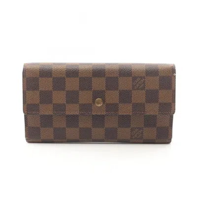 Pre-owned Louis Vuitton Brown Coated Canvas Long Wallet (tri-fold) ()