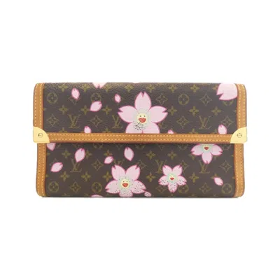 Pre-owned Louis Vuitton Brown Coated Canvas Long Wallet (tri-fold) ()