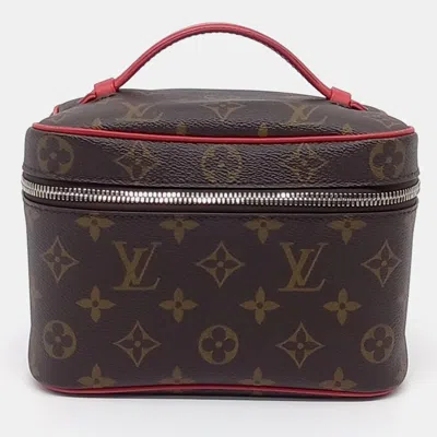 Pre-owned Louis Vuitton Brown Coated Canvas Macassar Nice Mini