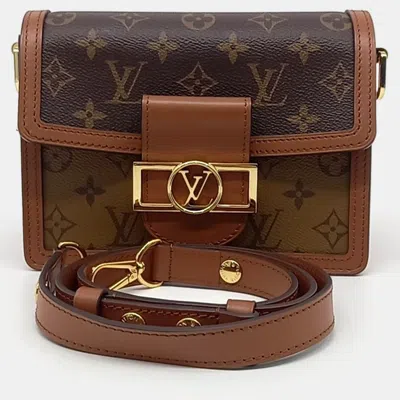 Pre-owned Louis Vuitton Brown Coated Canvas Mini Dauphine Bag