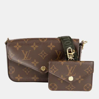 Pre-owned Louis Vuitton Brown Coated Canvas Monogram Félicie Strap & Go Crossbody Bag