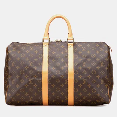 Pre-owned Brown Coated Canvas Monogram Keepall 45 from The Luxury Closet
