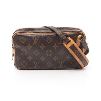 Pre-owned Louis Vuitton Brown Coated Canvas Monogram Leather Shoulder Bag ()