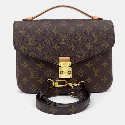 Pre-owned Louis Vuitton Brown Coated Canvas Monogram Pochette Metis