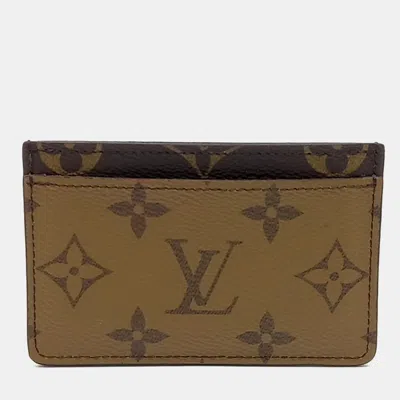 Pre-owned Louis Vuitton Brown Coated Canvas Monogram Reverse Card Holder