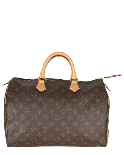 Pre-owned Louis Vuitton Brown Coated Canvas Monogram Speedy 35 (authentic Pre-loved)