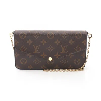 Pre-owned Louis Vuitton Brown Coated Canvas Pvc Monogram Leather Pochette Shoulder Bag ()