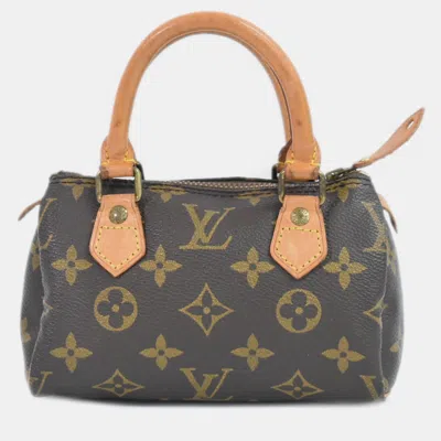 Pre-owned Louis Vuitton Brown Coated Canvas Speedy Nano Lv Monogram Top Handle Bag
