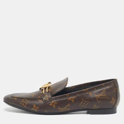 Pre-owned Louis Vuitton Brown Coated Canvas Upper Case Loafers Size 38.5