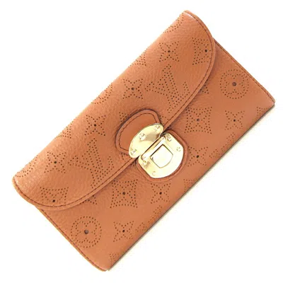 Pre-owned Louis Vuitton Brown Cognac Mahina Leather Long Wallet (tri-fold) ()