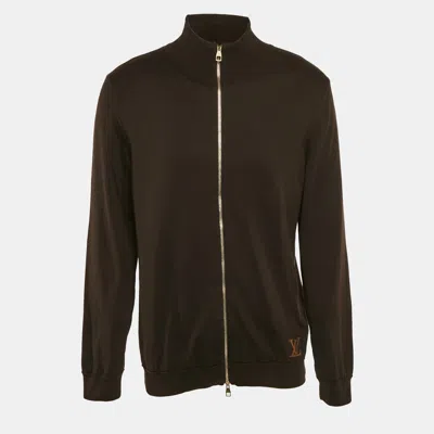 Pre-owned Louis Vuitton Brown Cotton Knit Zip-up Jacket Xl