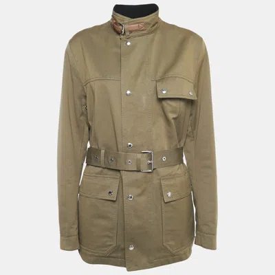 Pre-owned Louis Vuitton Brown Cotton Leather Trim Jacket Xl