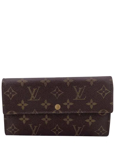 Pre-owned Louis Vuitton Brown Cotton Sarah Wallet (authentic Pre-loved)