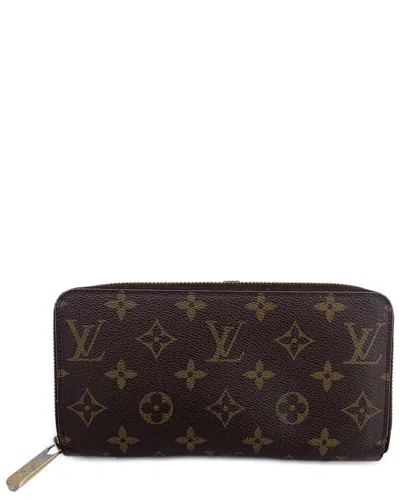 Pre-owned Louis Vuitton Brown Cotton Zippy Wallet (authentic Pre-loved)