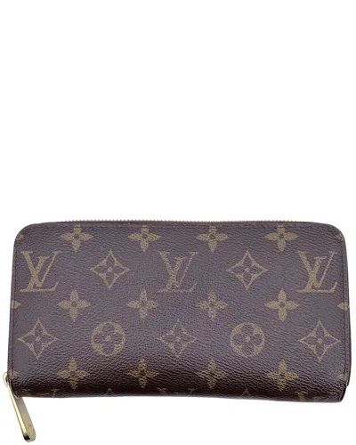 Pre-owned Louis Vuitton Brown Cotton Zippy Wallet Zippy (authentic Pre-loved)