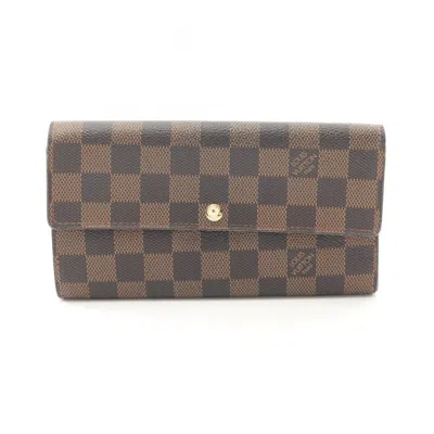 Pre-owned Louis Vuitton Brown Damier Canvas Coated Canvas Long Wallet (bi-fold) ()
