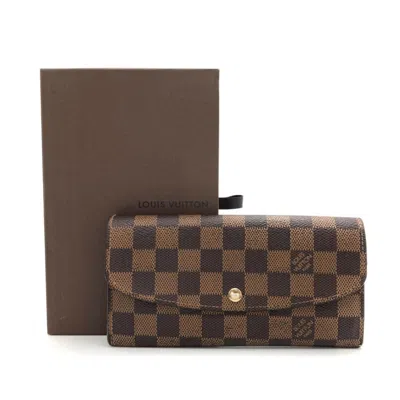 Pre-owned Louis Vuitton Brown Damier Canvas Ebene Damier Canvas Long Wallet (bi-fold) ()