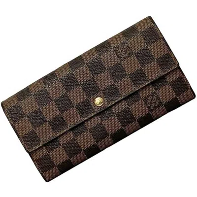 Pre-owned Louis Vuitton Brown Damier Canvas Ebene Damier Canvas Long Wallet (bi-fold) ()