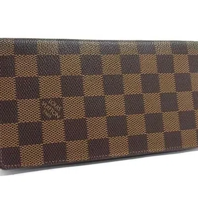 Pre-owned Louis Vuitton Brown Damier Canvas Ebene Damier Canvas Long Wallet (bi-fold) ()