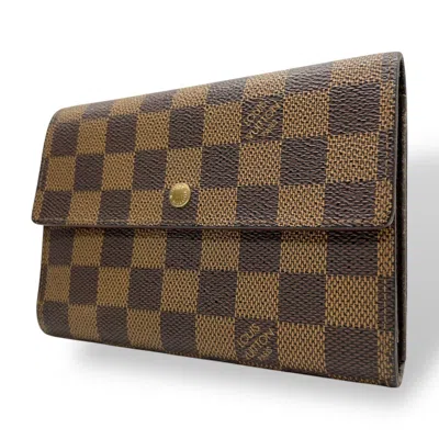 Pre-owned Louis Vuitton Brown Damier Canvas Ebene Damier Canvas Long Wallet (tri-fold) ()