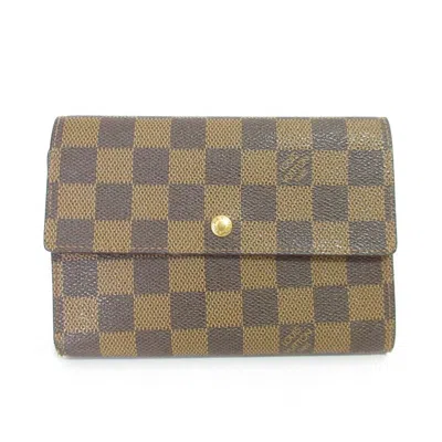 Pre-owned Louis Vuitton Brown Damier Canvas Ebene Damier Canvas Wallet (tri-fold) ()