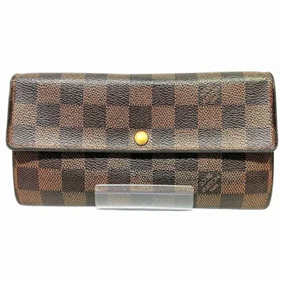 Pre-owned Louis Vuitton Brown Damier Canvas Galle Long Wallet (tri-fold) ()