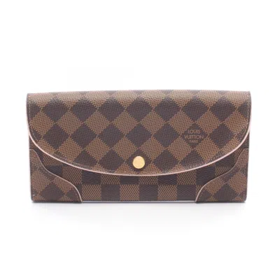 Pre-owned Louis Vuitton Brown Damier Canvas Rose Ballerine Coated Canvas Long Wallet (bi-fold) () In Brown, Damier Canvas, Rose Ballerine