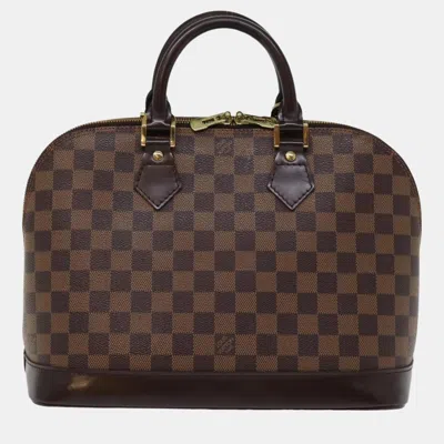 Pre-owned Louis Vuitton Brown Damier Ebene Canvas Alma Handbag