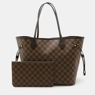 Pre-owned Louis Vuitton Brown Damier Ebene Canvas Neverfull Mm Tote Bag