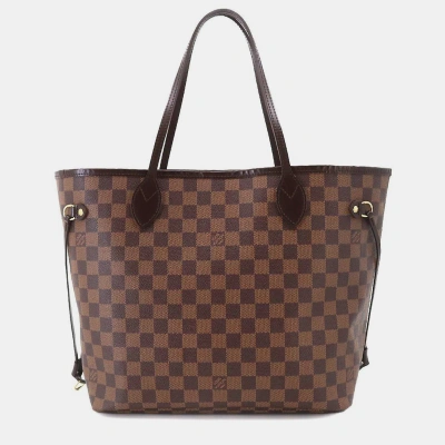 Pre-owned Louis Vuitton Brown Damier Ebene Canvas Neverfull Mm Tote Bag