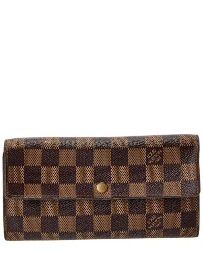 Pre-owned Louis Vuitton Brown Damier Ebene Canvas Sarah Wallet (authentic Pre-loved)
