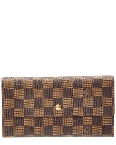 Pre-owned Louis Vuitton Brown Damier Ebene Canvas Sarah Wallet (authentic Pre-loved)