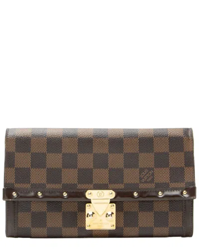 Pre-owned Louis Vuitton Brown Damier Ebene Coated Canvas & Leather Venice Wallet  (authentic Pre-loved)