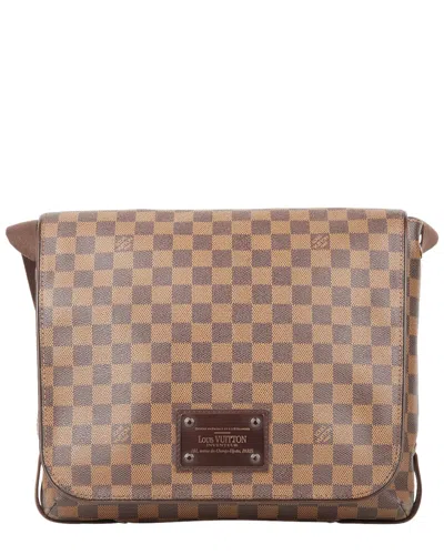 Pre-owned Louis Vuitton Brown Damier Ebene Coated Canvas Brooklyn Mm (authentic )