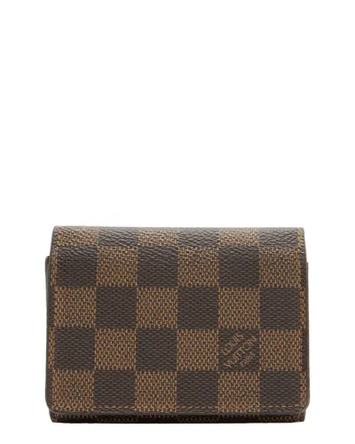 Pre-owned Louis Vuitton Brown Damier Ebene Coated Canvas Business Card Holder (authentic Pre-loved)
