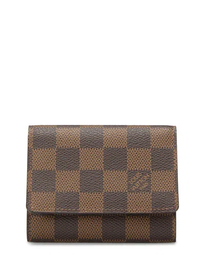 Pre-owned Louis Vuitton Brown Damier Ebene Coated Canvas Card Holder (authentic Pre-  Loved)