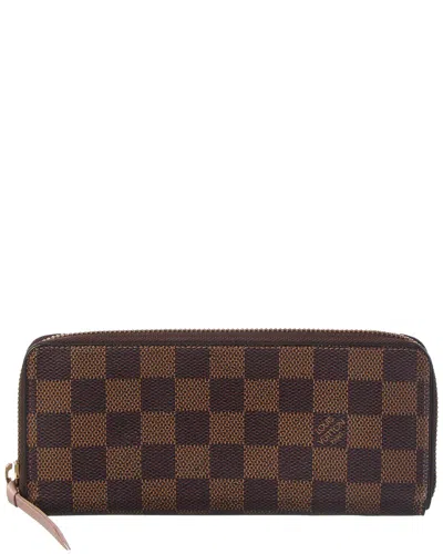 Pre-owned Louis Vuitton Brown Damier Ebene Coated Canvas Clemence Wallet (authentic Pre-loved)