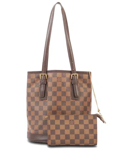 Pre-owned Louis Vuitton Brown Damier Ebene Coated Canvas Marais With Pouch (authentic  Pre-loved)