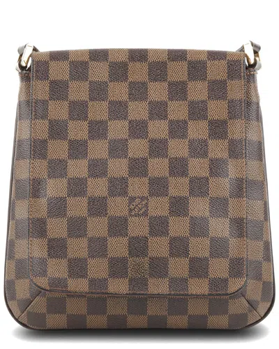 Pre-owned Louis Vuitton Brown Damier Ebene Coated Canvas Musette Salsa Long Strap  (authentic )