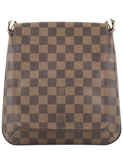 Pre-owned Louis Vuitton Brown Damier Ebene Coated Canvas Musette Salsa Long Strap (authentic )