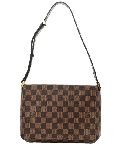 Pre-owned Louis Vuitton Brown Damier Ebene Coated Canvas Musette Tango Short Strap  (authentic Pre-loved)