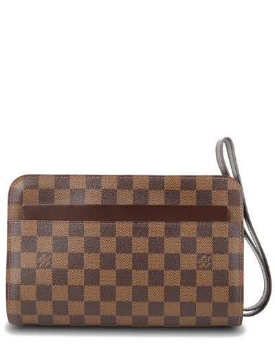 Pre-owned Louis Vuitton Brown Damier Ebene Coated Canvas Pochette Saint Louis (authentic  )