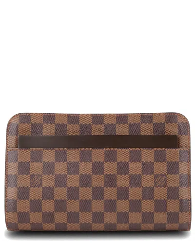 Pre-owned Louis Vuitton Brown Damier Ebene Coated Canvas Pochette Saint Louis (authentic  )